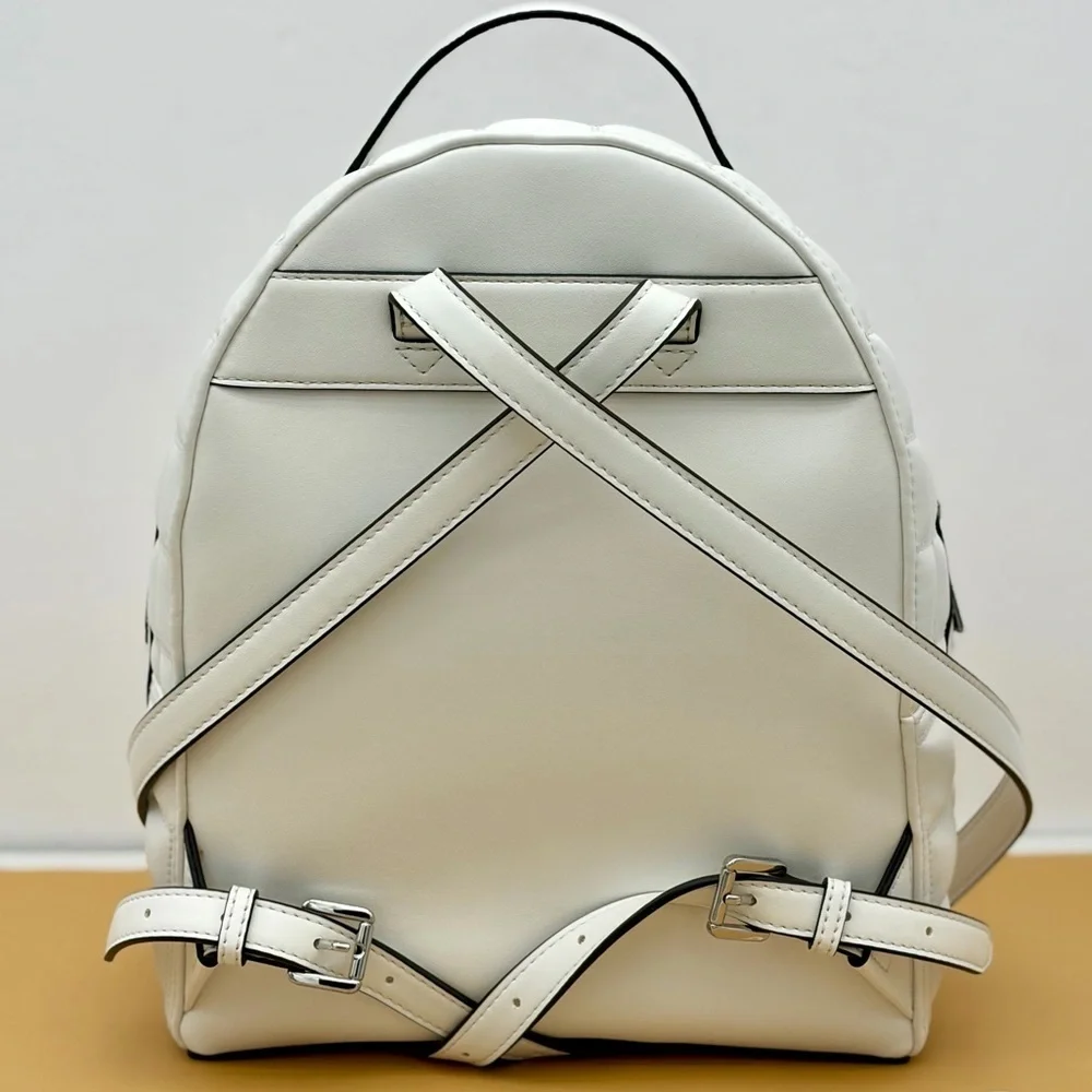 Michael Kors Sheila Quilted Medium Backpack with Top Handle Optic White